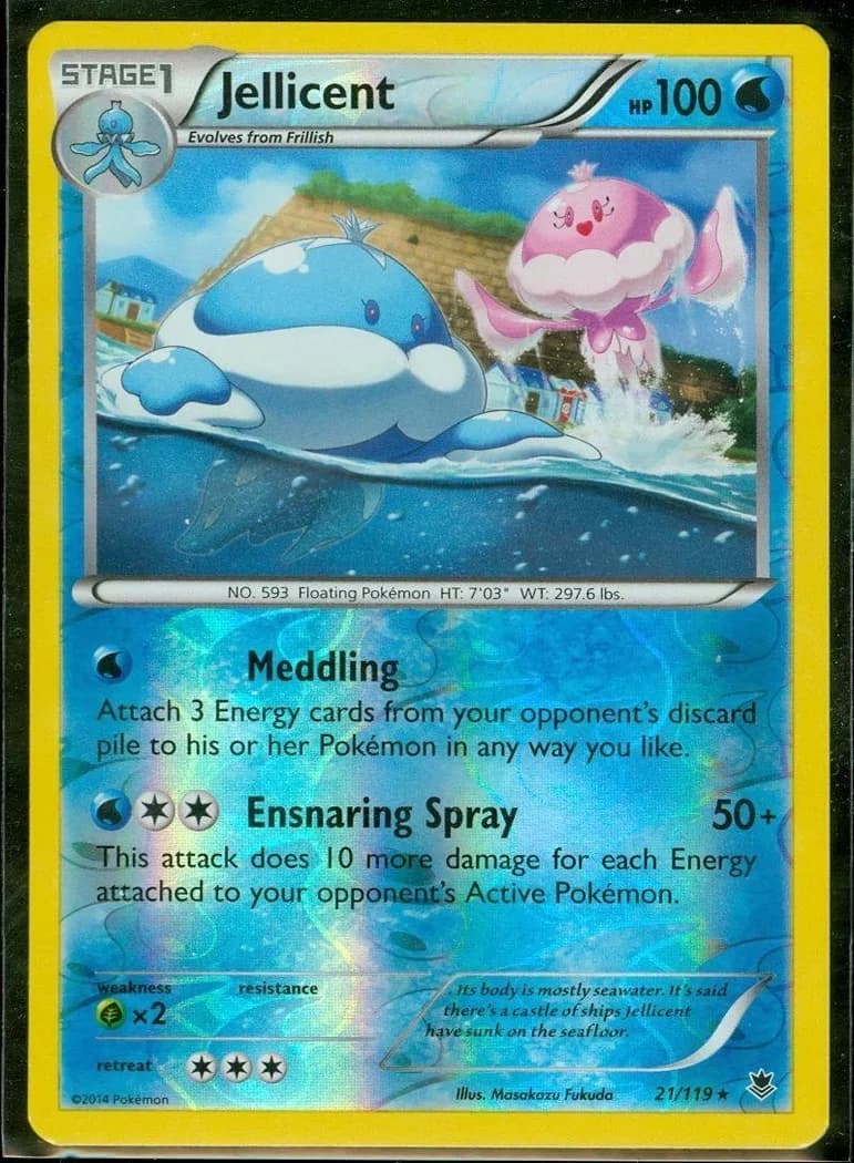 Jellicent reverse holo card front, Phantom Forces 21/119