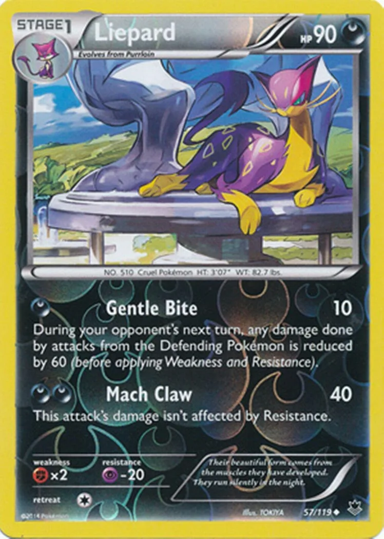 Liepard reverse holo card front, Phantom Forces 57/119