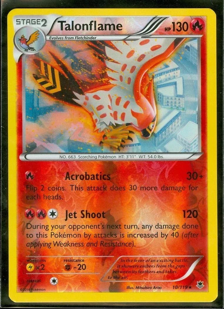 Talonflame reverse holo card front, Phantom Forces 10/119