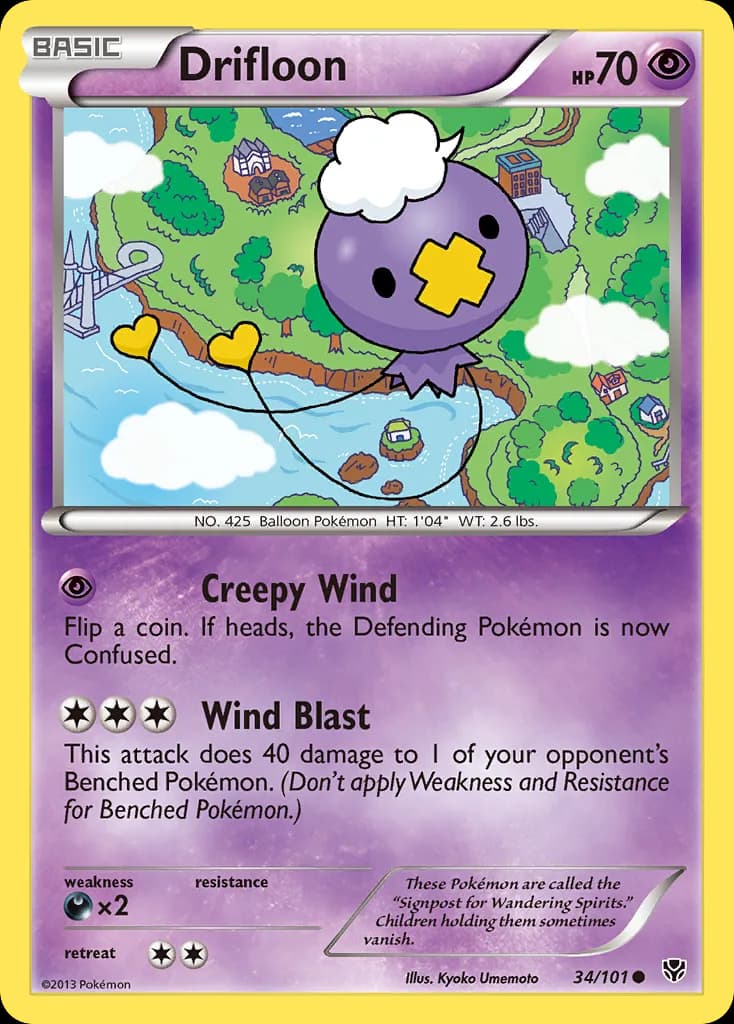 Drifloon, Plasma Blast 34/101, English non-holo base-card reference; reverse-holo finish is not shown