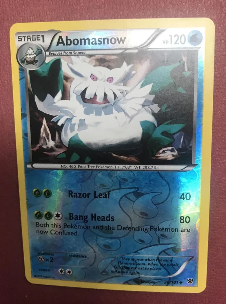 Abomasnow reverse holo card front, Plasma Blast 26/101