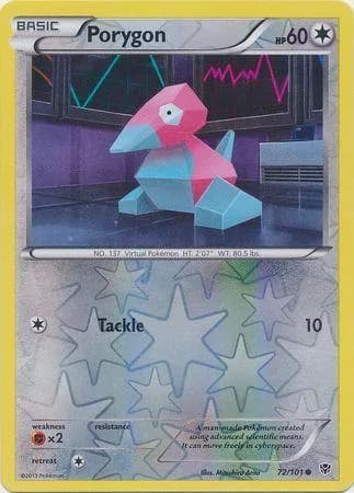 Porygon reverse holo card front, Plasma Blast 72/101