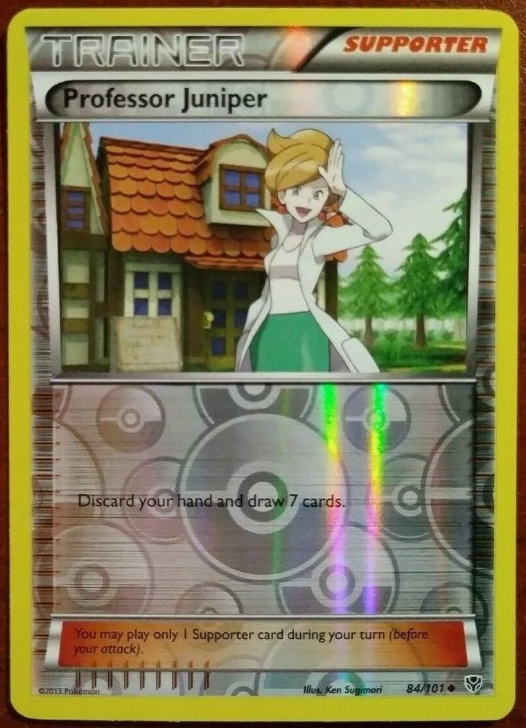 Professor Juniper reverse holo card front, Plasma Blast 84/101