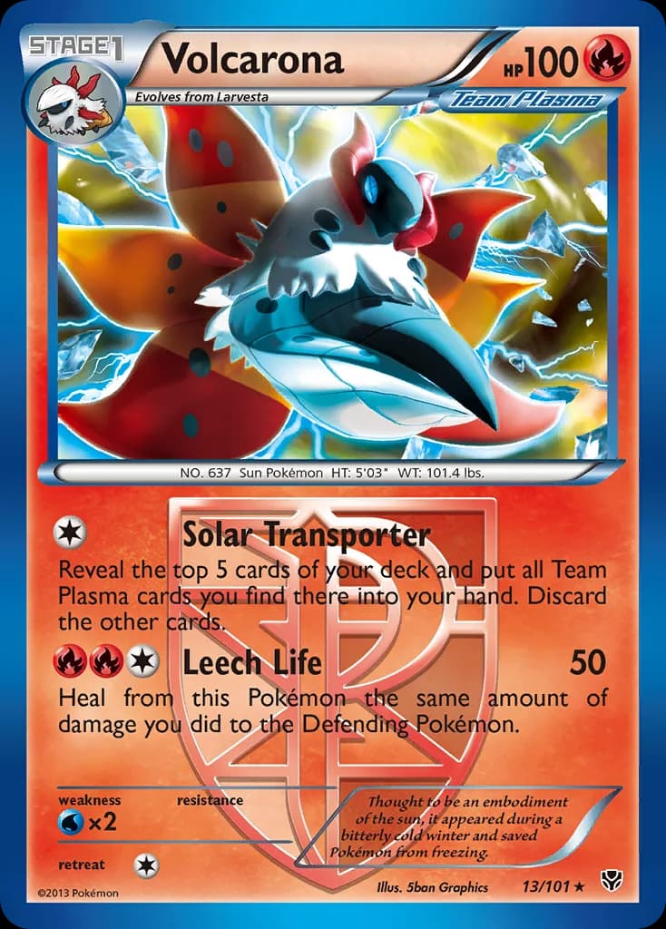 Volcarona card front, Plasma Blast 13/101