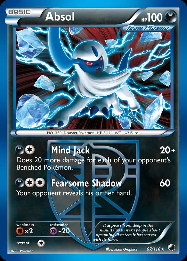 Absol card front, Plasma Freeze 67/116