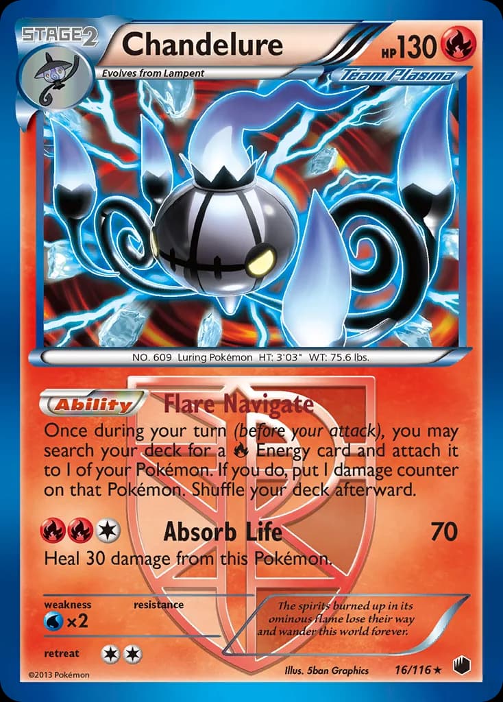 Chandelure card front, Plasma Freeze 16/116