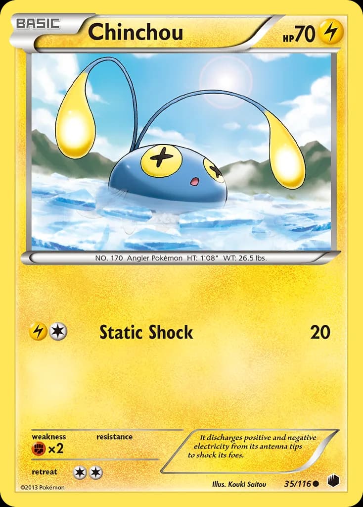 Plasma Freeze Chinchou card front, 35/116