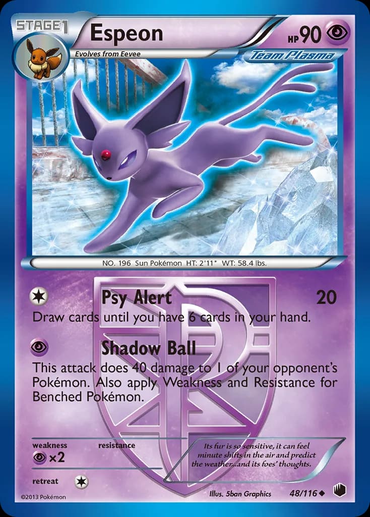 Plasma Freeze Espeon card front, 48/116