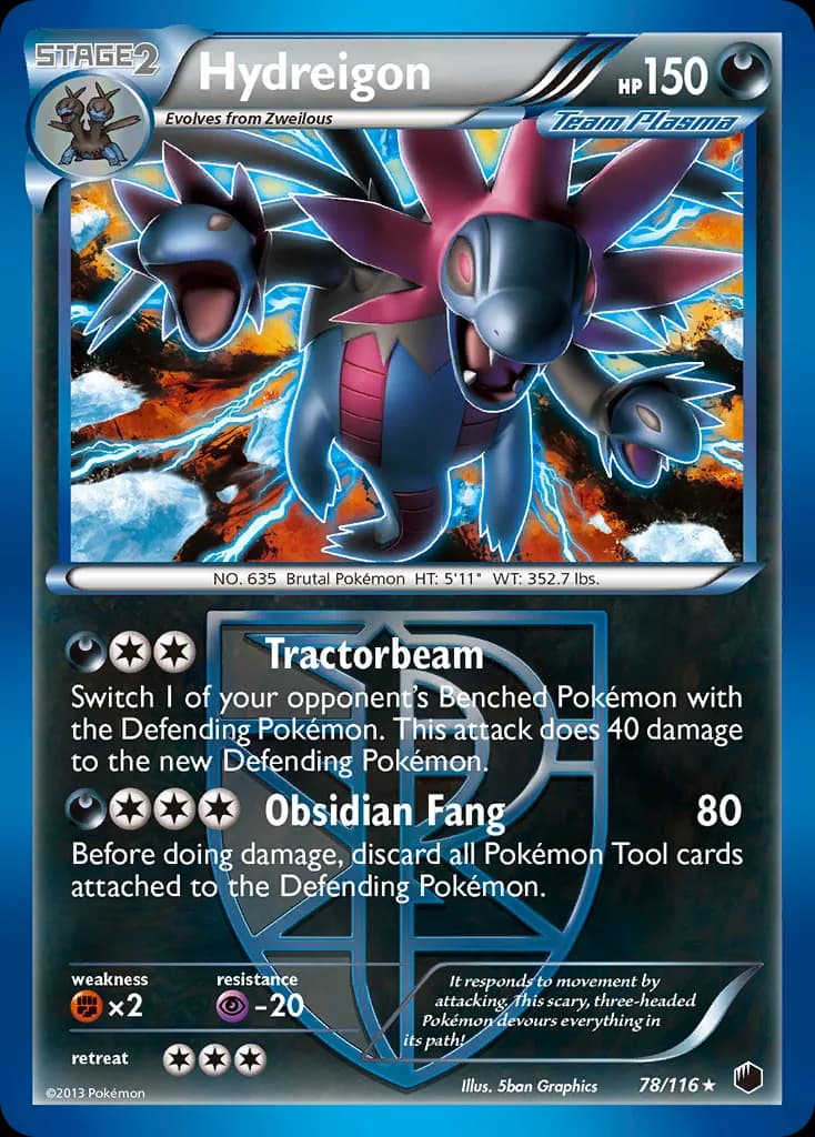 Hydreigon card front, Plasma Freeze 78/116