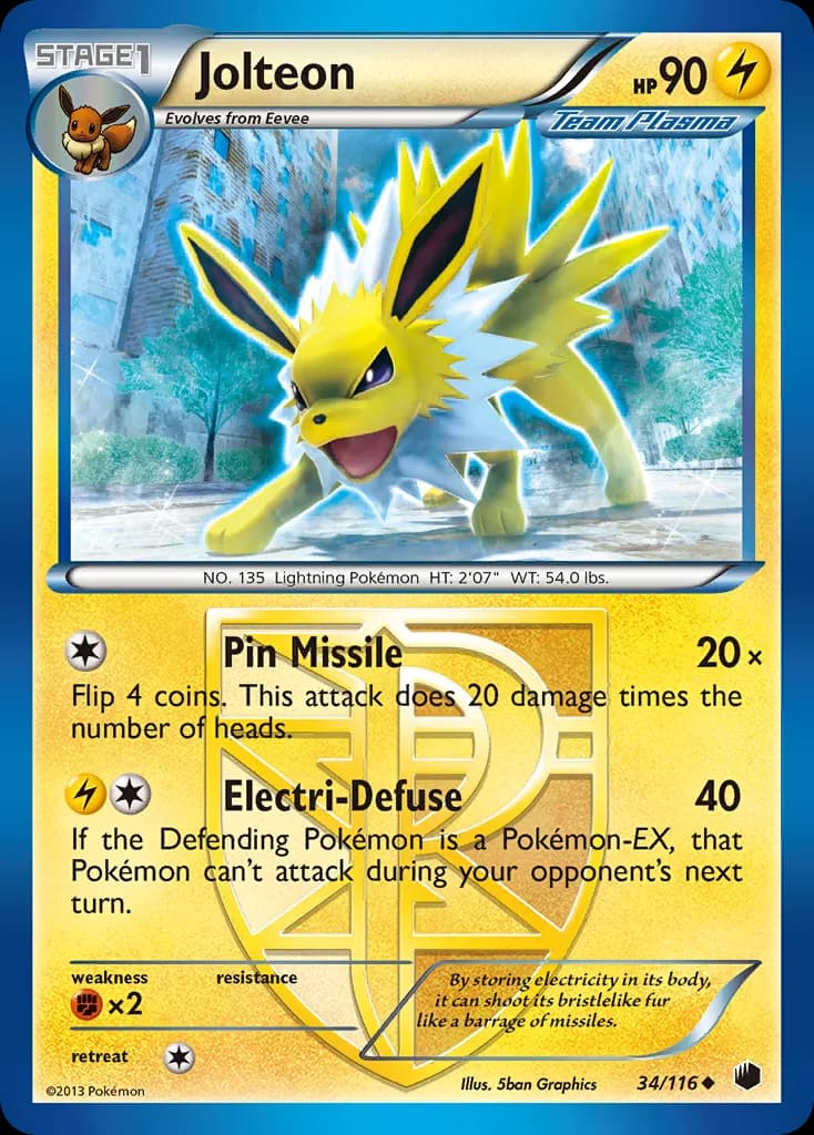 Jolteon card front, Plasma Freeze 34/116