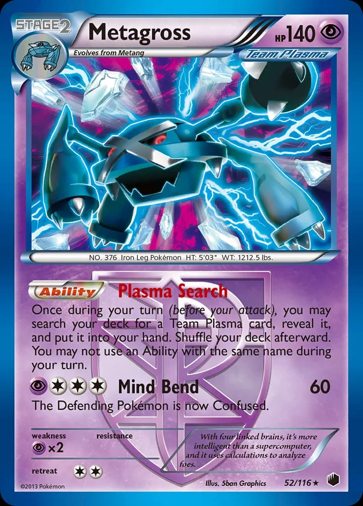 Metagross card front, Plasma Freeze 52/116