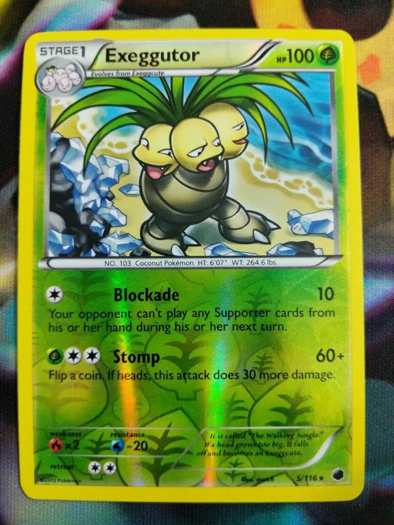 Exeggutor reverse holo card front, Plasma Freeze 5/116