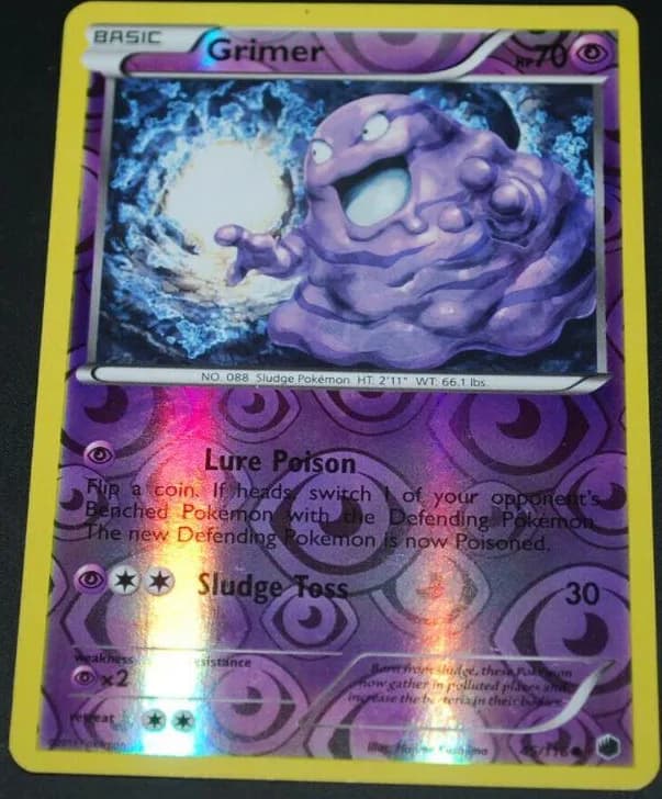 Grimer reverse holo card front, Plasma Freeze 45/116
