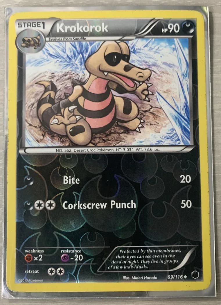 Krokorok reverse holo card front, Plasma Freeze 69/116