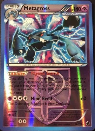 Metagross reverse holo card front, Plasma Freeze 52/116
