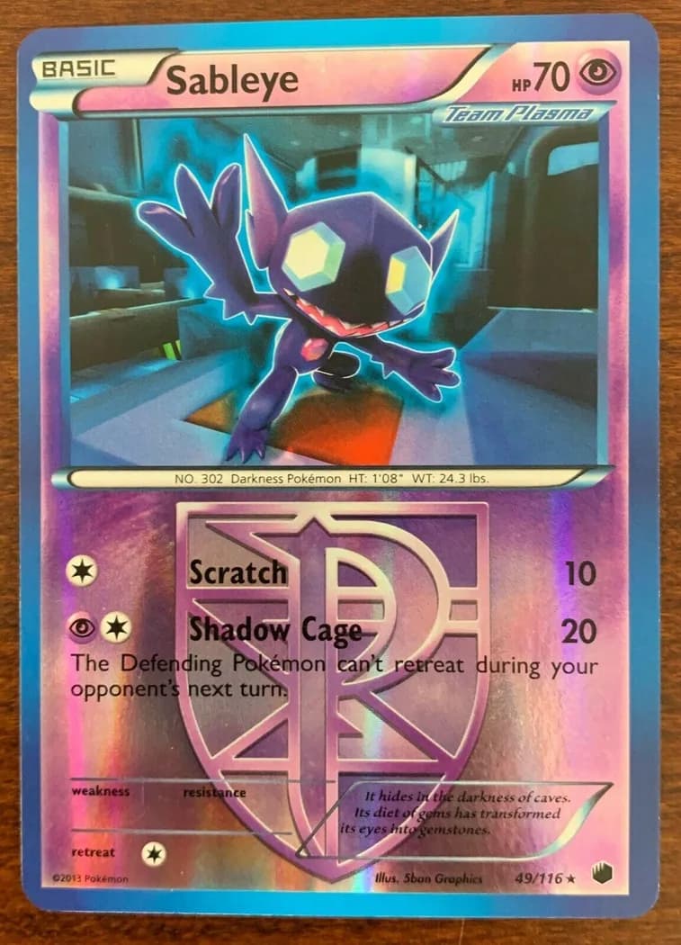 Sableye reverse holo card front, Plasma Freeze 49/116