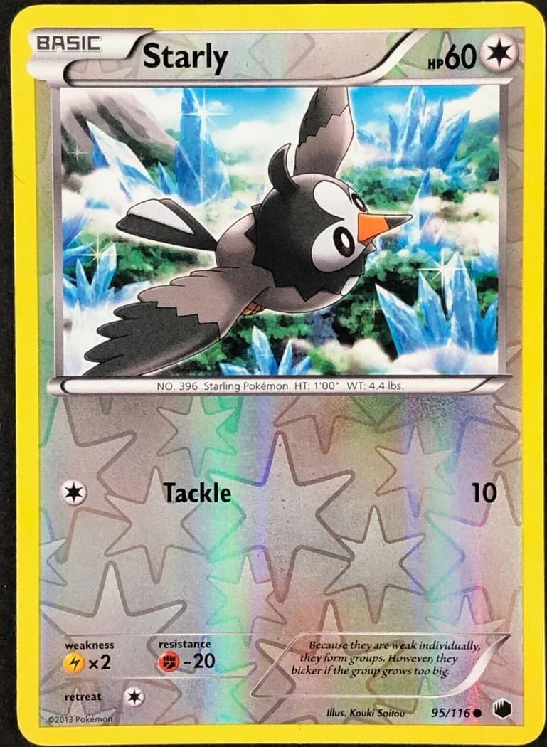 Starly reverse holo card front, Plasma Freeze 95/116