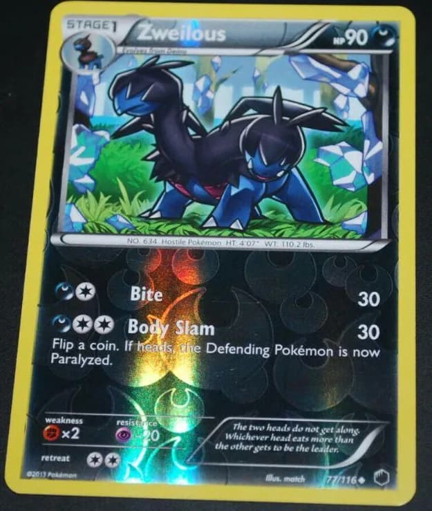Zweilous reverse holo card front, Plasma Freeze 77/116