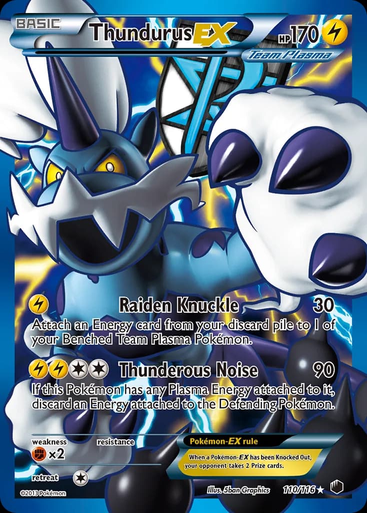 Plasma Freeze Thundurus-EX card front, 110/116