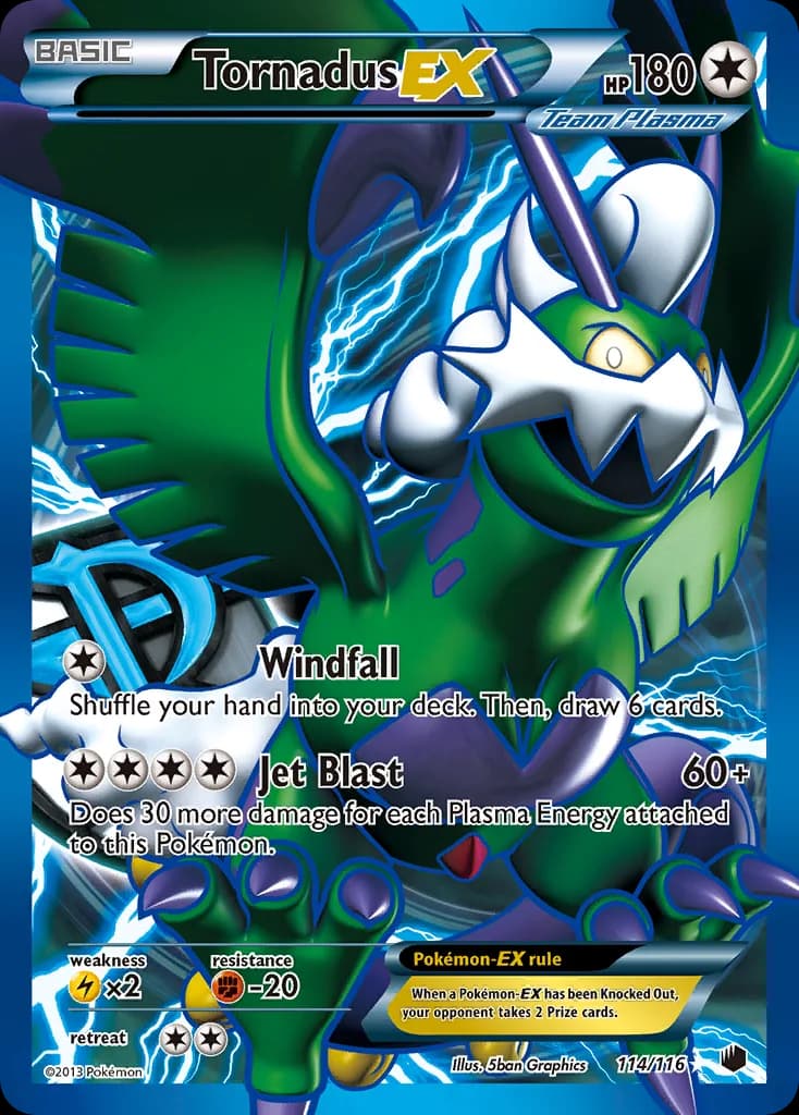 Plasma Freeze Tornadus-EX card front, 114/116
