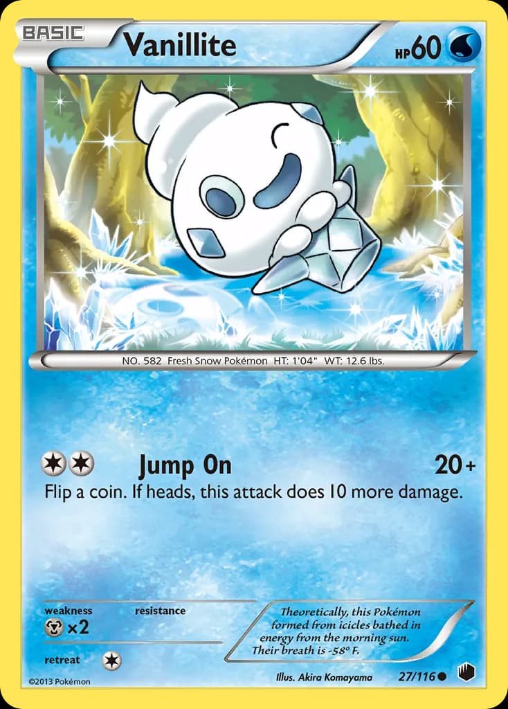 Vanillite, Plasma Freeze 27/116, English non-holo base-card reference; reverse-holo finish is not shown
