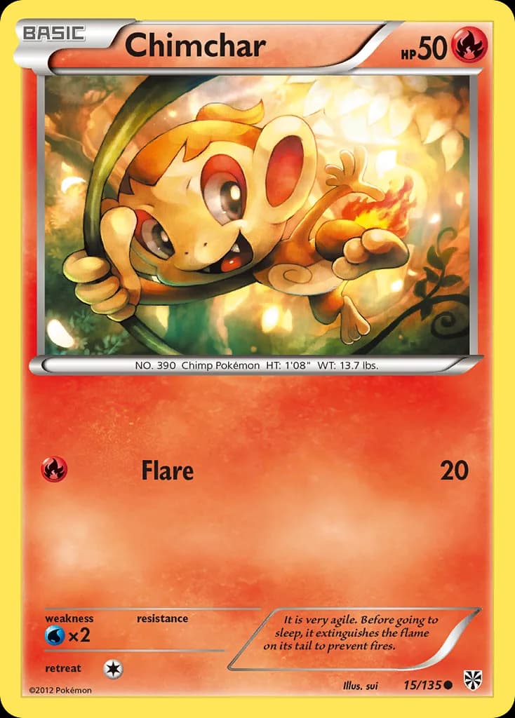 Plasma Storm Chimchar card front, 15/135