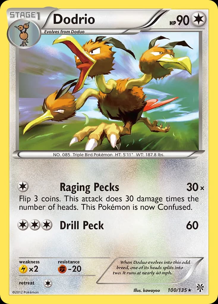 Plasma Storm Dodrio card front, 100/135