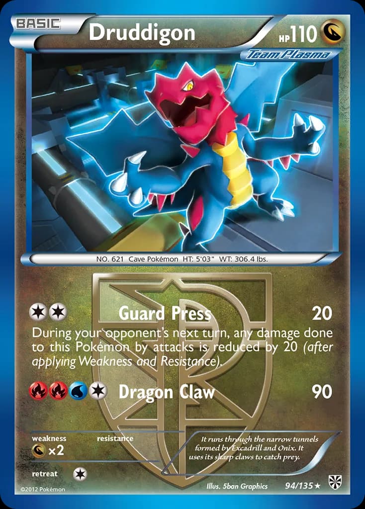 Plasma Storm Druddigon card front, 94/135