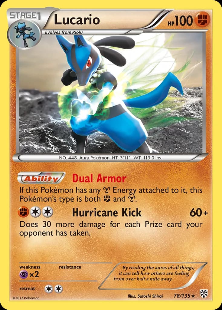 Lucario card front, Plasma Storm 78/135