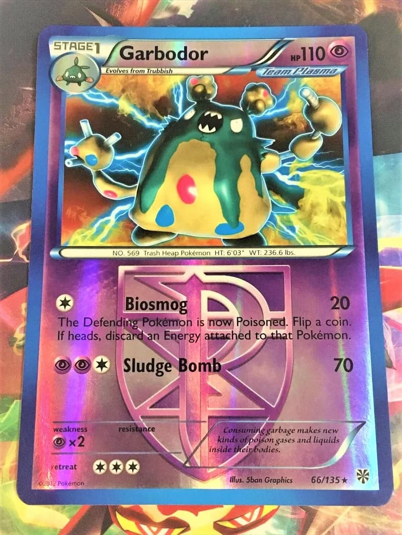 Garbodor reverse holo card front, Plasma Storm 66/135