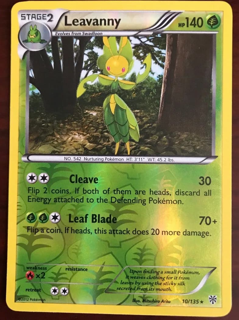 Leavanny reverse holo card front, Plasma Storm 10/135