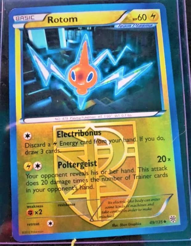 Rotom reverse holo card front, Plasma Storm 49/135