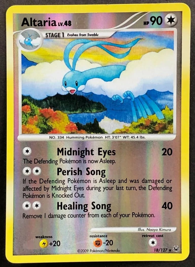 Altaria reverse holo card front, Platinum 18/127