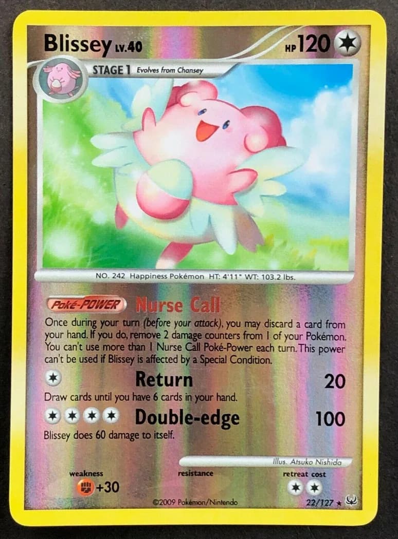 Blissey reverse holo card front, Platinum 22/127