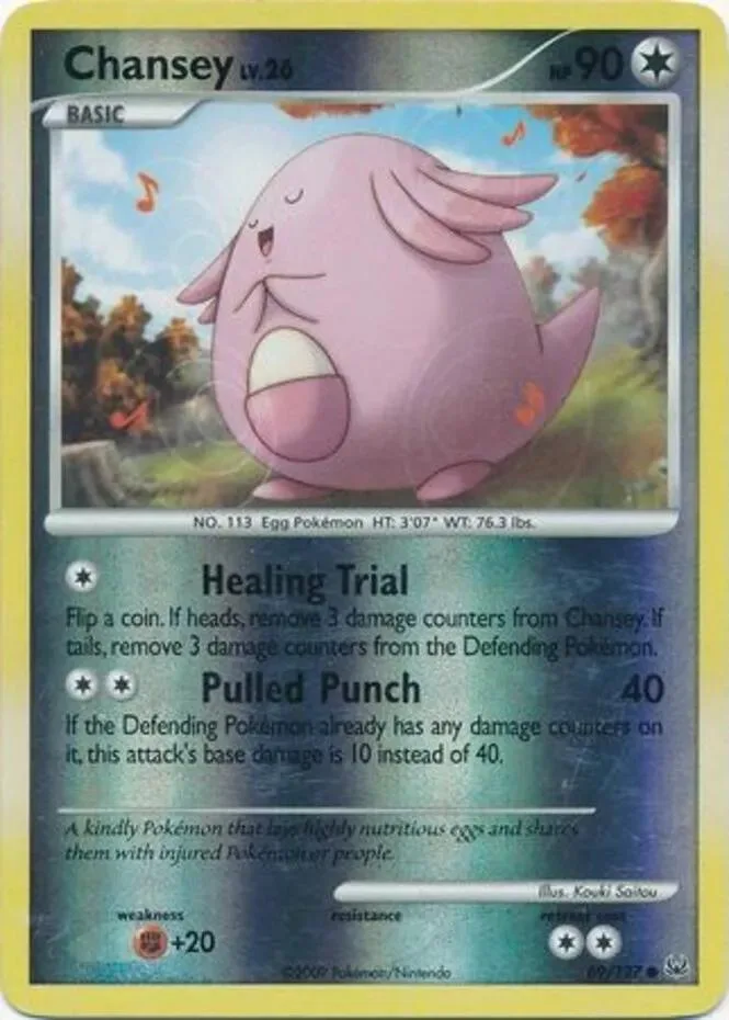 Chansey reverse holo card front, Platinum 69/127
