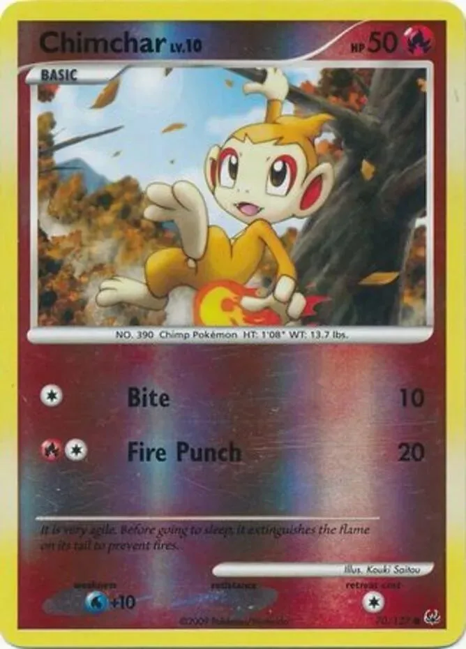 Chimchar reverse holo card front, Platinum 70/127