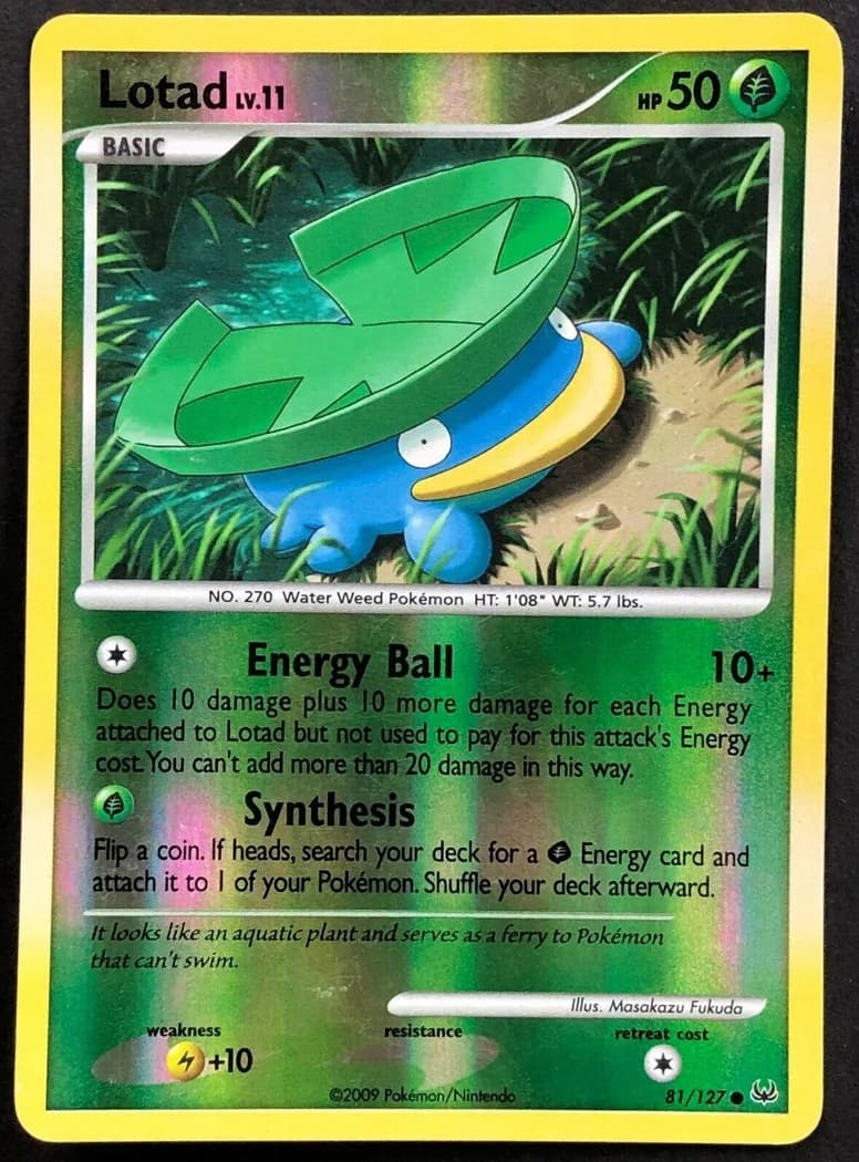 Lotad reverse holo card front, Platinum 81/127