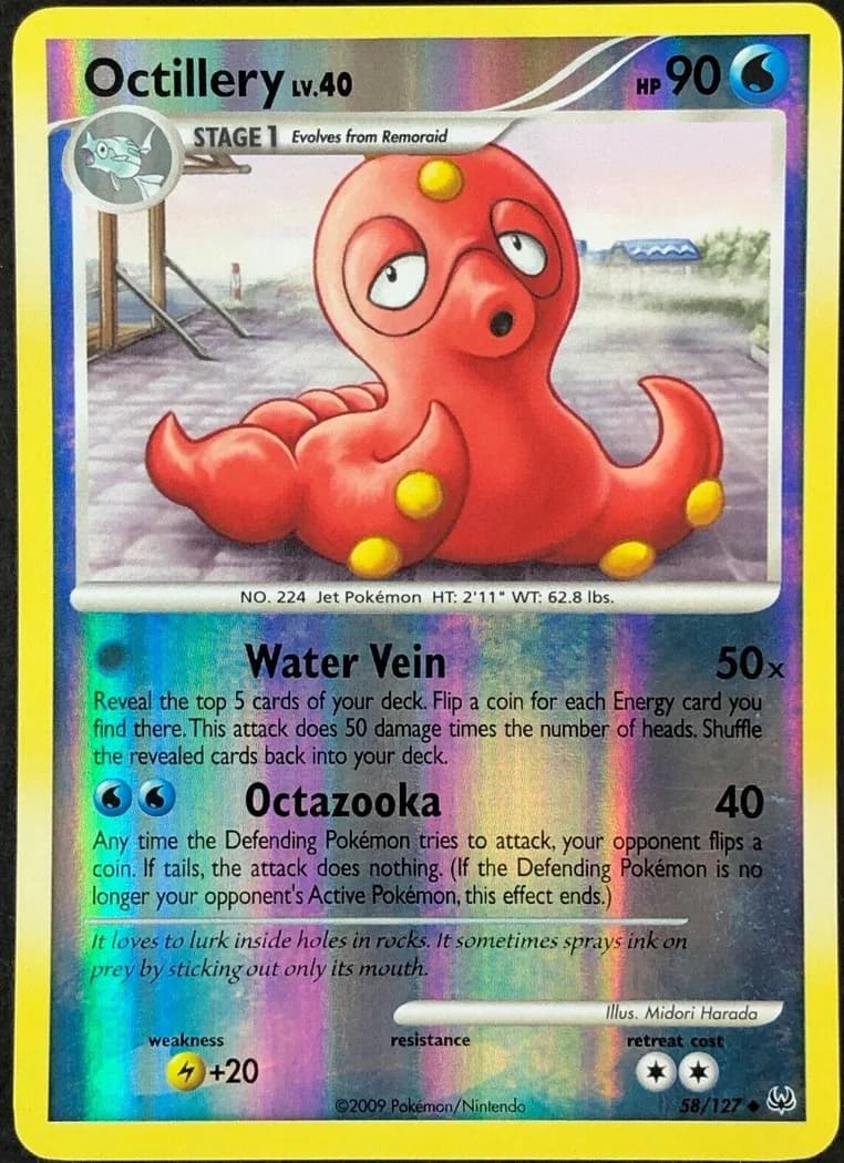 Octillery reverse holo card front, Platinum 58/127