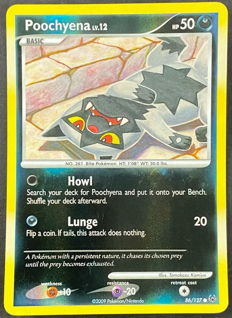 Poochyena reverse holo card front, Platinum 86/127