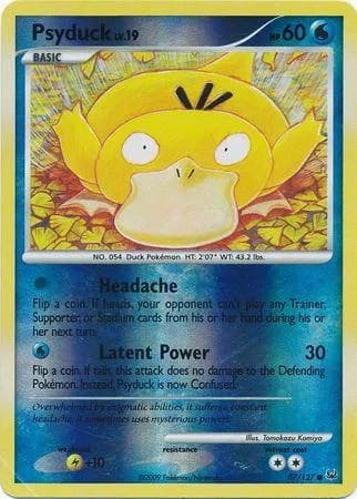 Psyduck reverse holo card front, Platinum 87/127