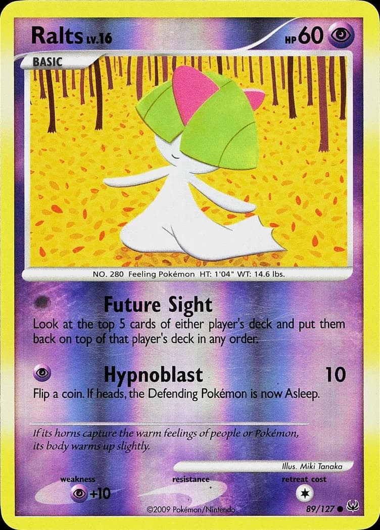 Ralts reverse holo card front, Platinum 89/127