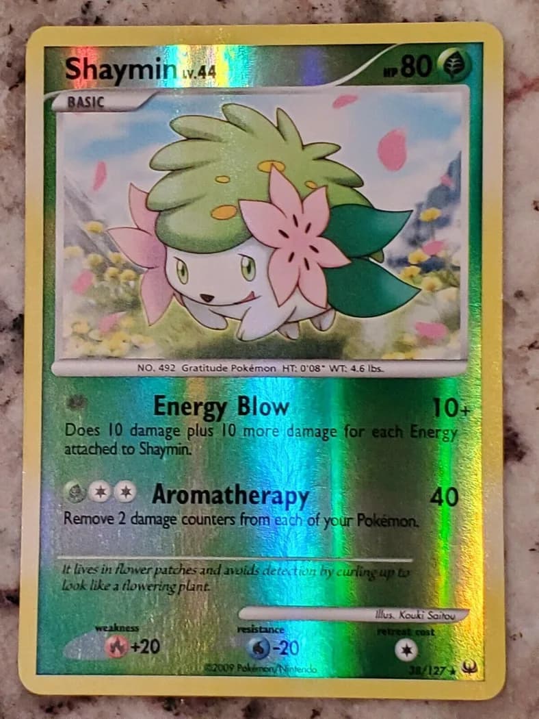 Shaymin reverse holo card front, Platinum 38/127
