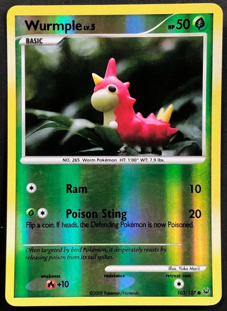 Wurmple reverse holo card front, Platinum 103/127