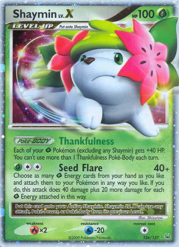 Shaymin LV.X card front, Platinum 126/127