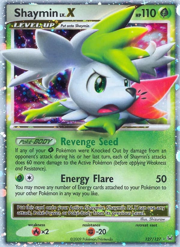 Shaymin LV.X card front, Platinum 127/127