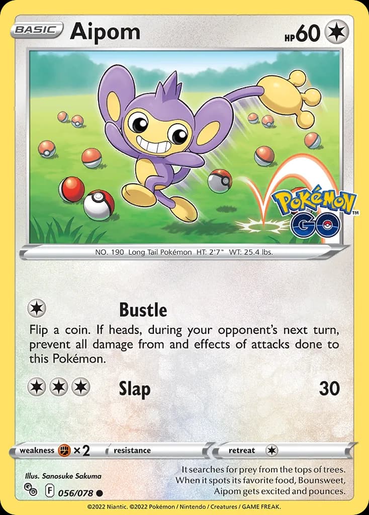 Pokémon GO Aipom card front, 56/78