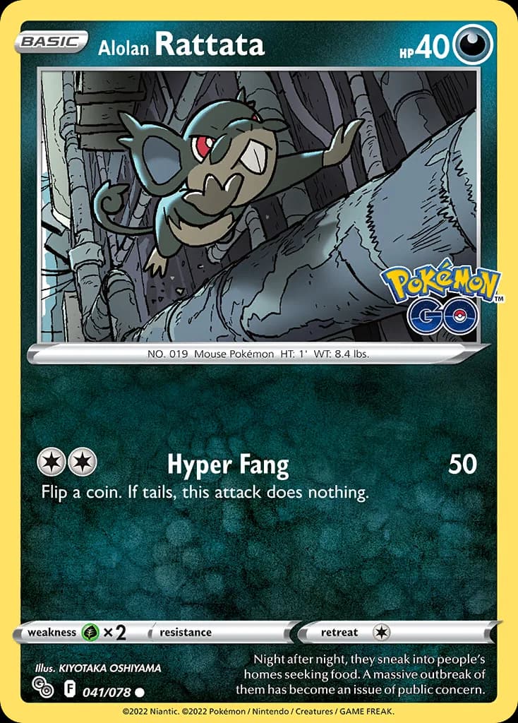 Pokémon GO Alolan Rattata card front, 41/78