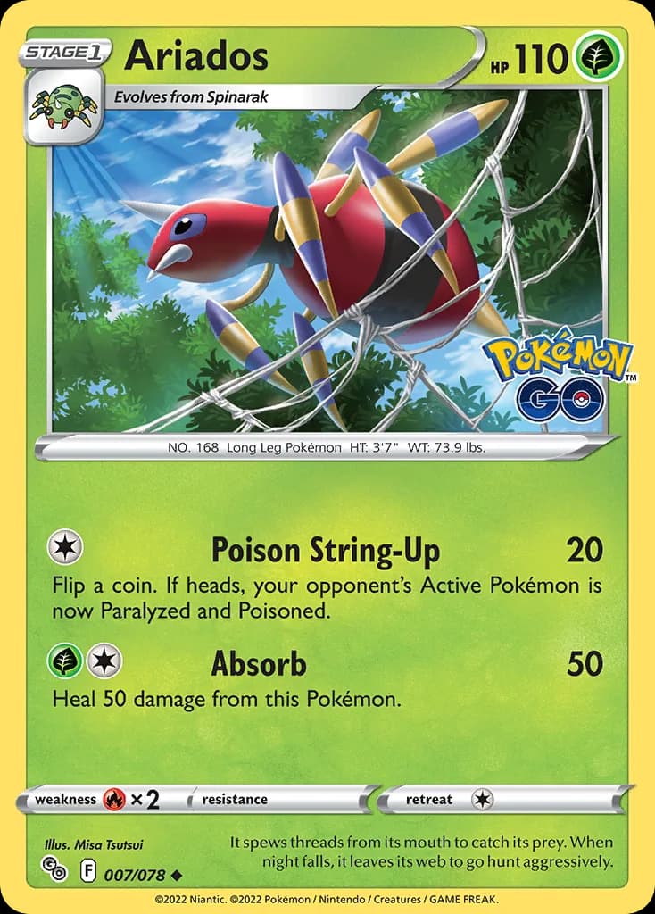 Pokémon GO Ariados card front, 7/78