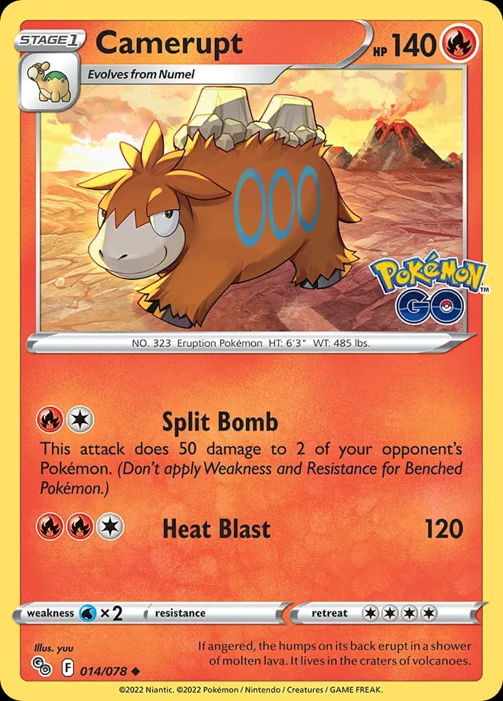 Pokémon GO Camerupt card front, 14/78