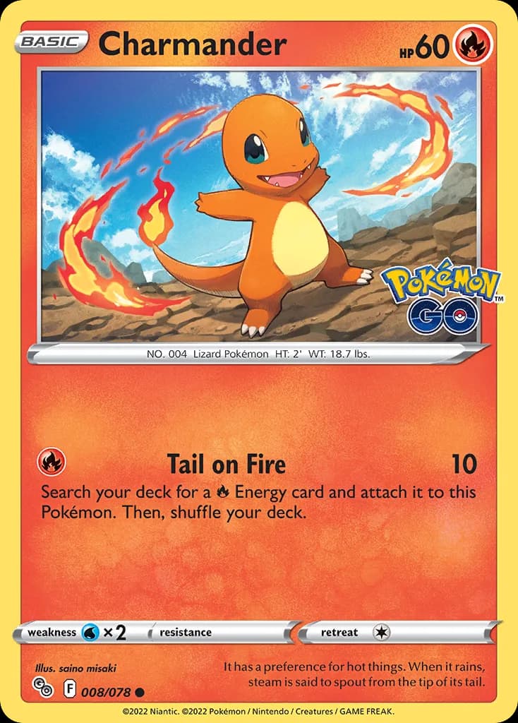Pokémon GO Charmander card front, 8/78